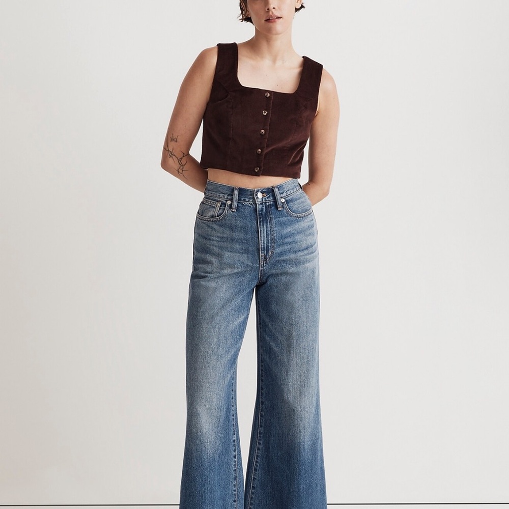 NEW: Madewell Corduroy Twill Button-Front Crop Bralette Top